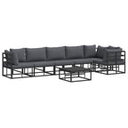Gartensofa-set mit Kissen 7 pcs Schwarz Aluminium