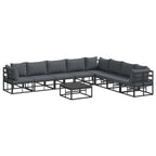 Gartensofa-set mit Kissen 9 pcs Schwarz Aluminium