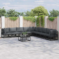 Gartensofa-set mit Kissen 9 pcs Schwarz Aluminium
