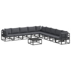 Gartensofa-set mit Kissen 10 pcs Schwarz Aluminium