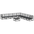 Gartensofa-set mit Kissen 10 pcs Schwarz Aluminium