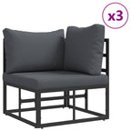 Gartensofa-set mit Kissen 10 pcs Schwarz Aluminium