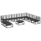 Gartensofa-set mit Kissen 11 pcs Schwarz Aluminium