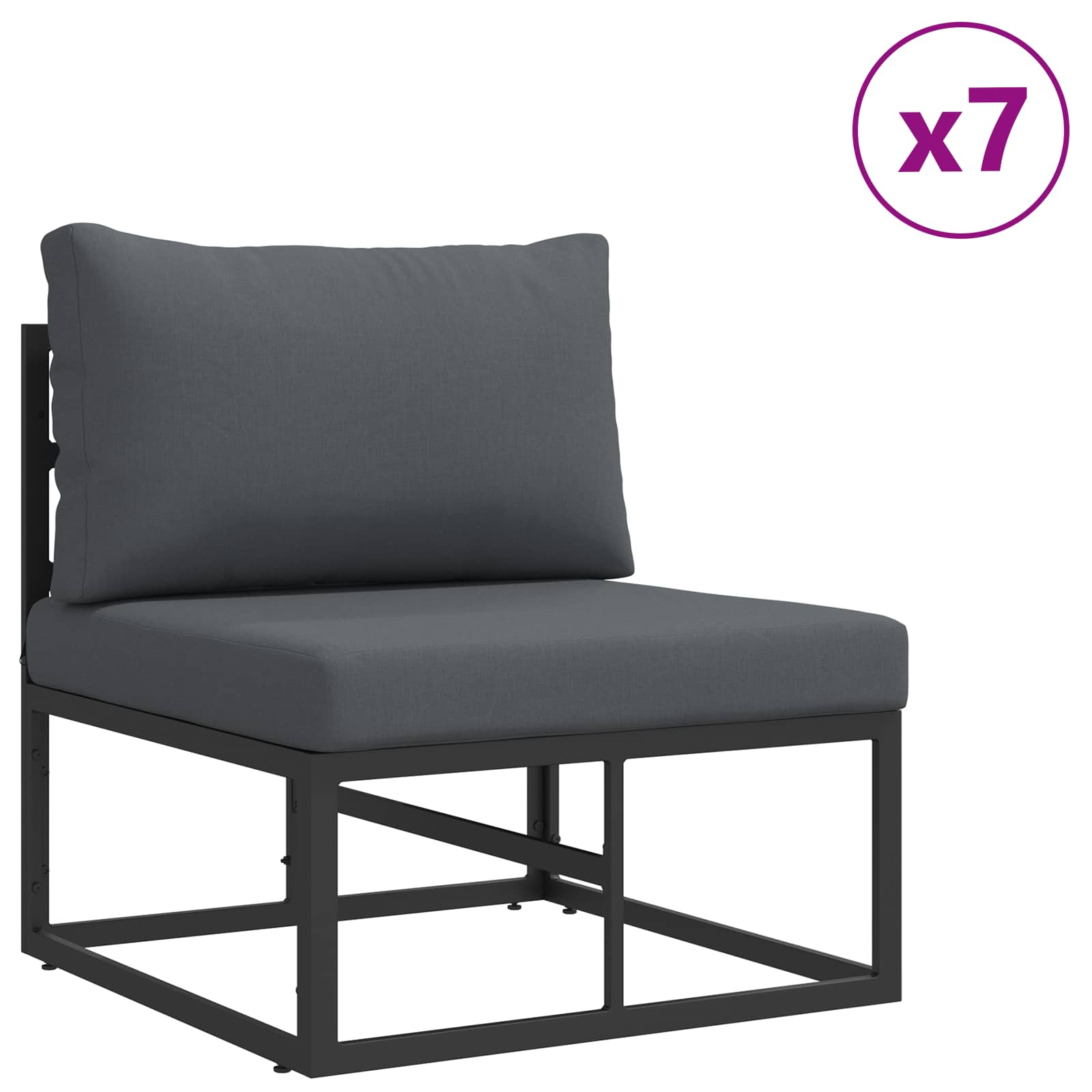 Gartensofa-set mit Kissen 11 pcs Schwarz Aluminium