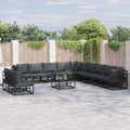 Gartensofa-set mit Kissen 12 pcs Schwarz Aluminium