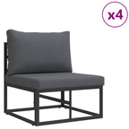 Gartensofa-set mit Kissen 10 pcs Schwarz Aluminium