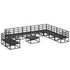 Gartensofa-set mit Kissen 11 pcs Schwarz Aluminium