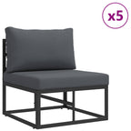 Gartensofa-set mit Kissen 11 pcs Schwarz Aluminium