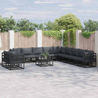 Gartensofa-set mit Kissen 11 pcs Schwarz Aluminium