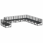 Gartensofa-set mit Kissen 11 pcs Schwarz Aluminium