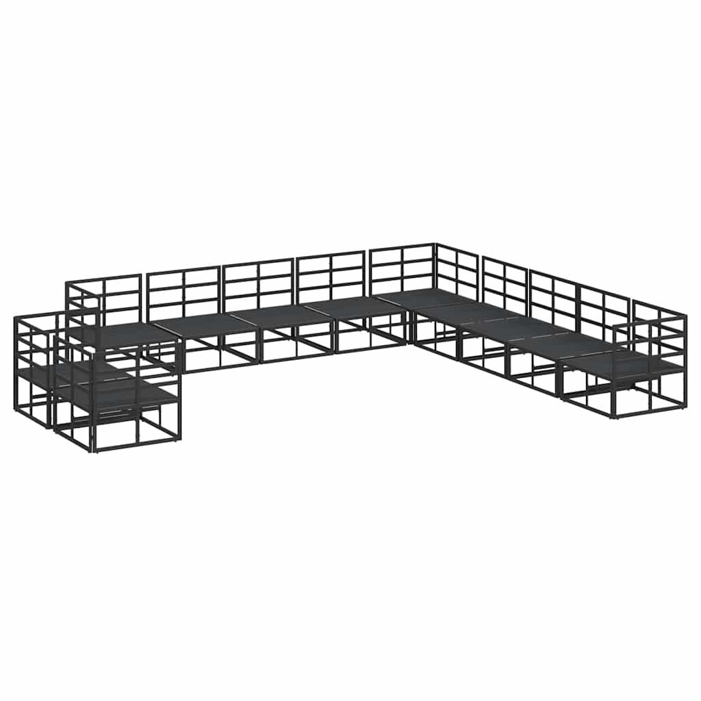 Gartensofa-set mit Kissen 11 pcs Schwarz Aluminium