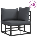 Gartensofa-set mit Kissen 11 pcs Schwarz Aluminium