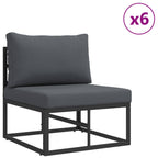 Gartensofa-set mit Kissen 12 pcs Schwarz Aluminium