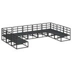 Gartensofa-set mit Kissen 9 pcs Schwarz Aluminium