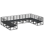 Gartensofa-set mit Kissen 9 pcs Schwarz Aluminium