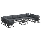 Gartensofa-set mit Kissen 11 pcs Schwarz Aluminium