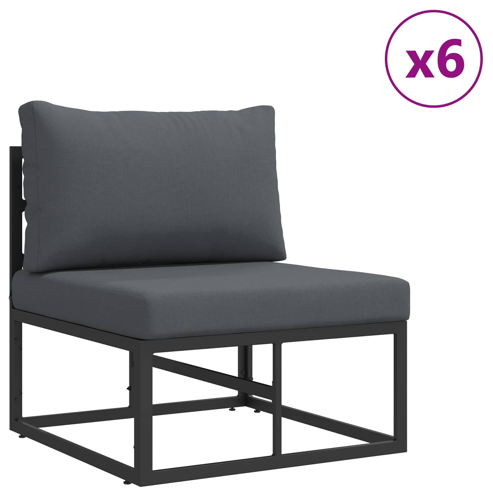 Gartensofa-set mit Kissen 11 pcs Schwarz Aluminium