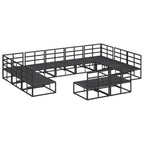 Gartensofa-set mit Kissen 11 pcs Schwarz Aluminium