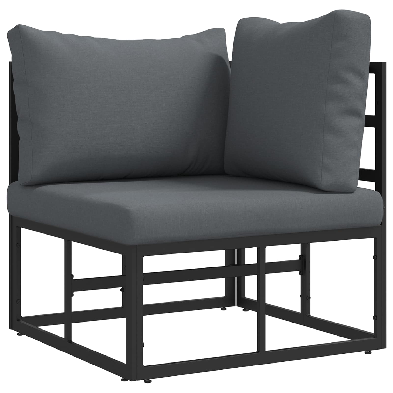 Gartensofa-set mit Kissen 12 pcs Schwarz Aluminium