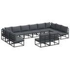 Gartensofa-set mit Kissen 12 pcs Schwarz Aluminium