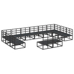 Gartensofa-set mit Kissen 12 pcs Schwarz Aluminium