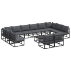Gartensofa-set mit Kissen 13 pcs Schwarz Aluminium