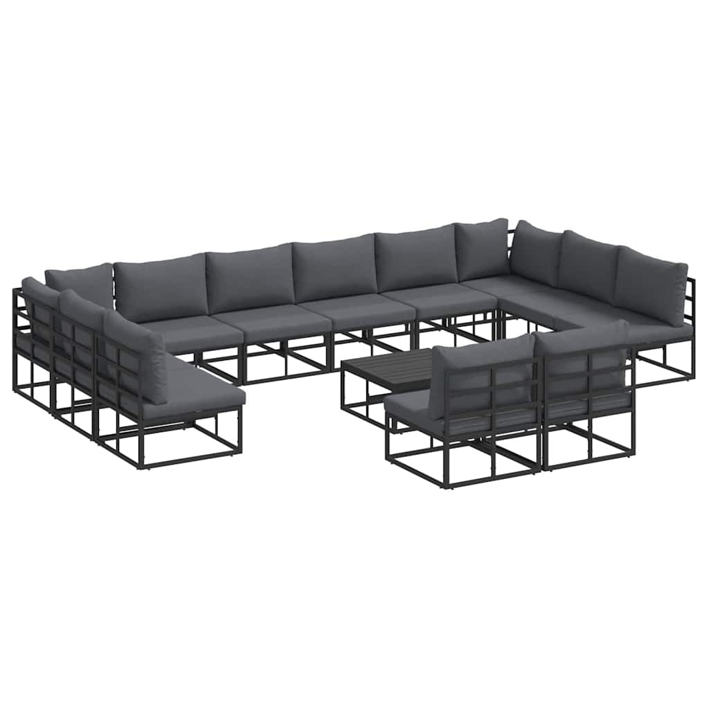 Gartensofa-set mit Kissen 13 pcs Schwarz Aluminium