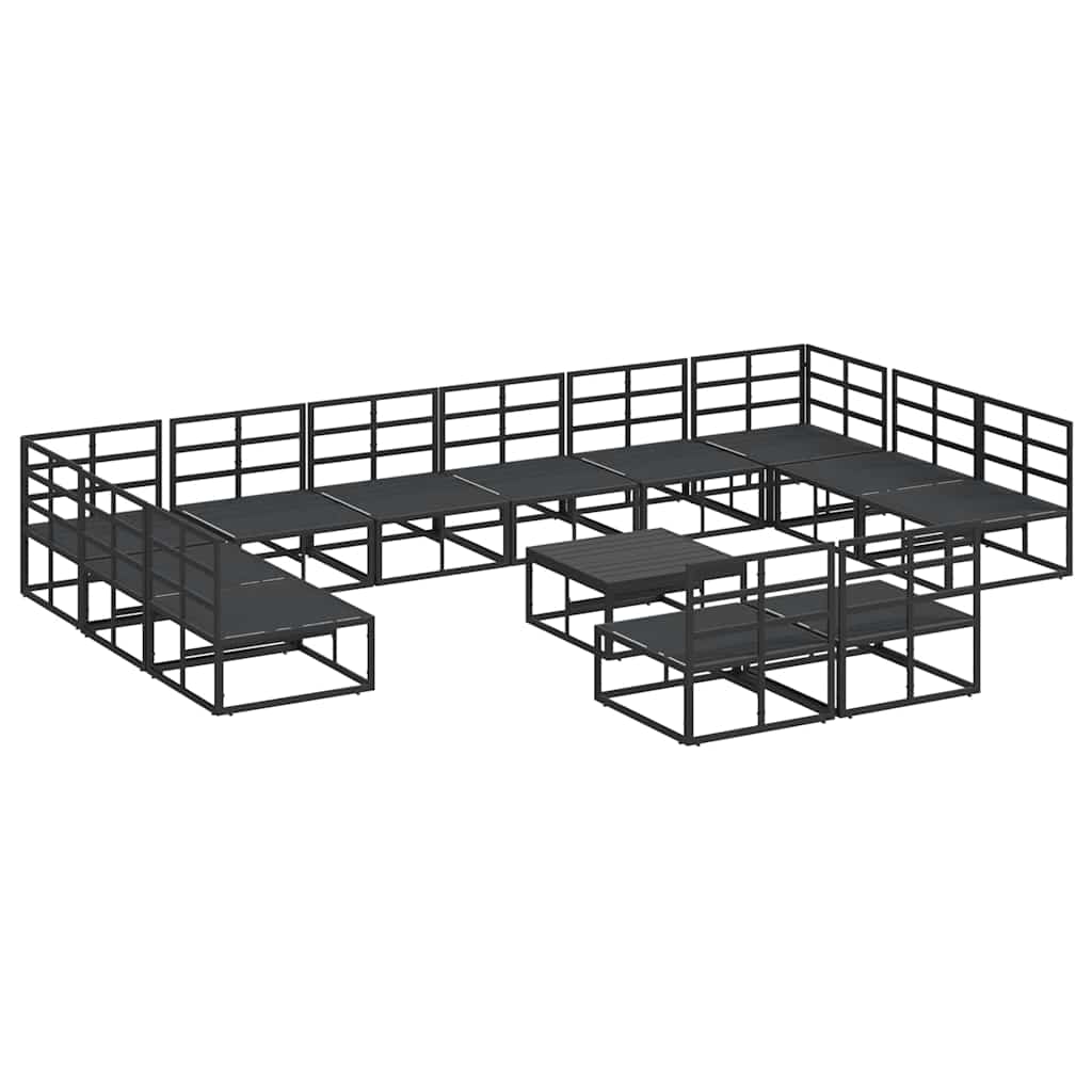Gartensofa-set mit Kissen 13 pcs Schwarz Aluminium