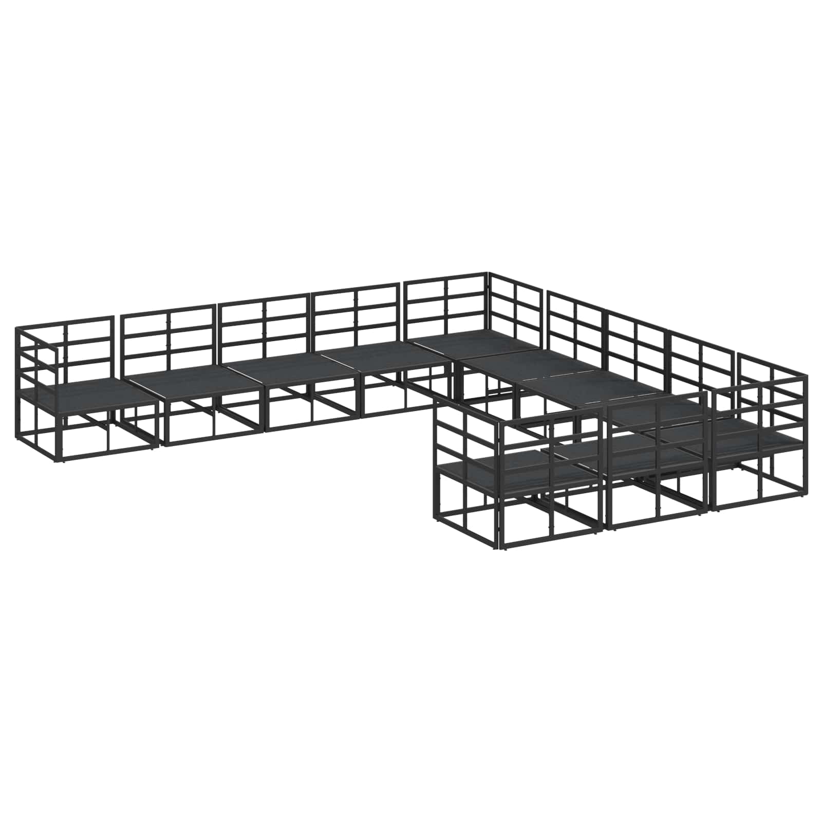 Gartensofa-set mit Kissen 11 pcs Schwarz Aluminium