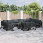Gartensofa-set mit Kissen 13 pcs Schwarz Aluminium