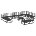 Gartensofa-set mit Kissen 13 pcs Schwarz Aluminium