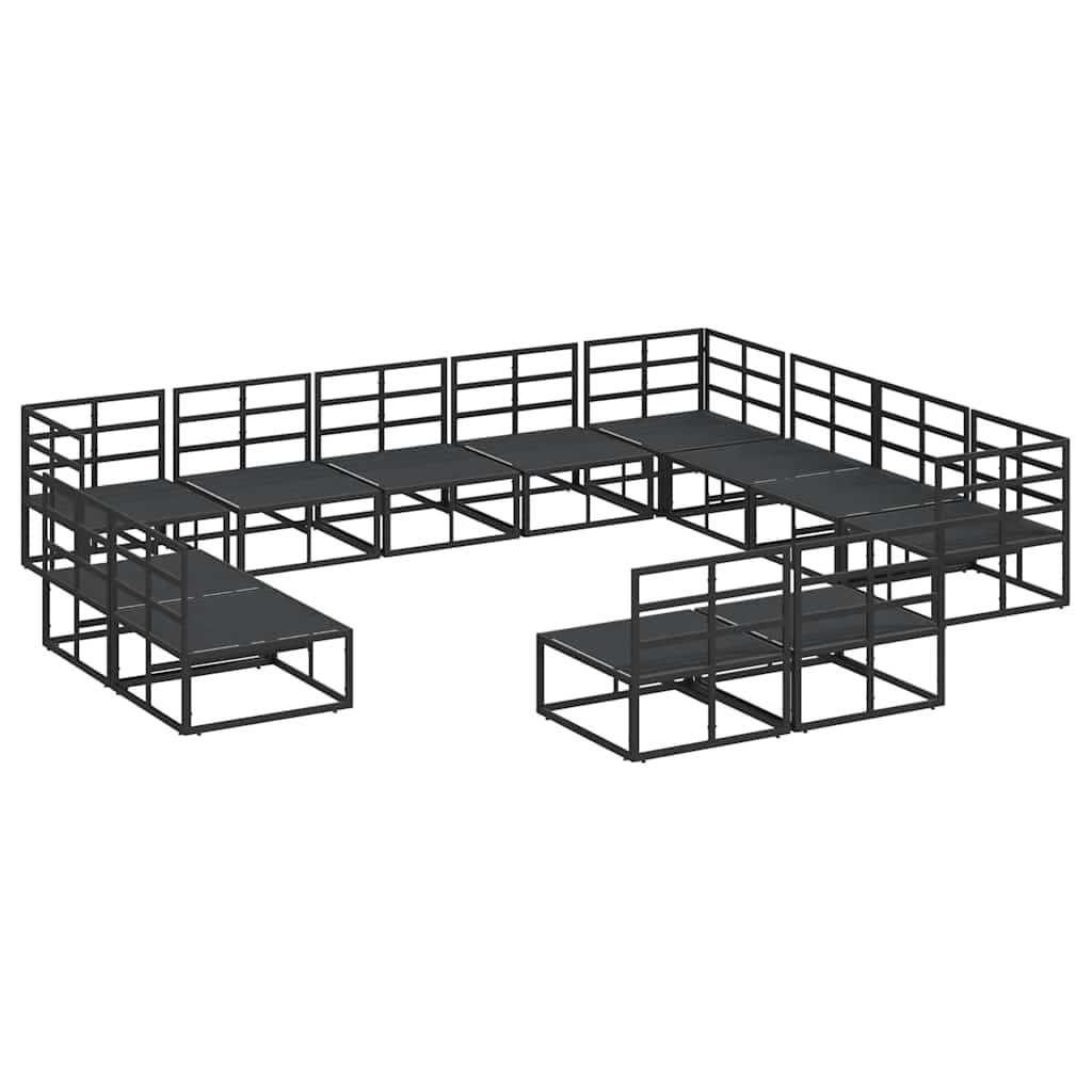 Gartensofa-set mit Kissen 12 pcs Schwarz Aluminium