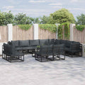 Gartensofa-set mit Kissen 13 pcs Schwarz Aluminium