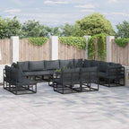 Gartensofa-set mit Kissen 13 pcs Schwarz Aluminium