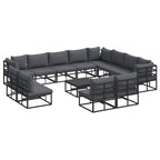 Gartensofa-set mit Kissen 13 pcs Schwarz Aluminium