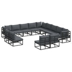 Gartensofa-set mit Kissen 13 pcs Schwarz Aluminium