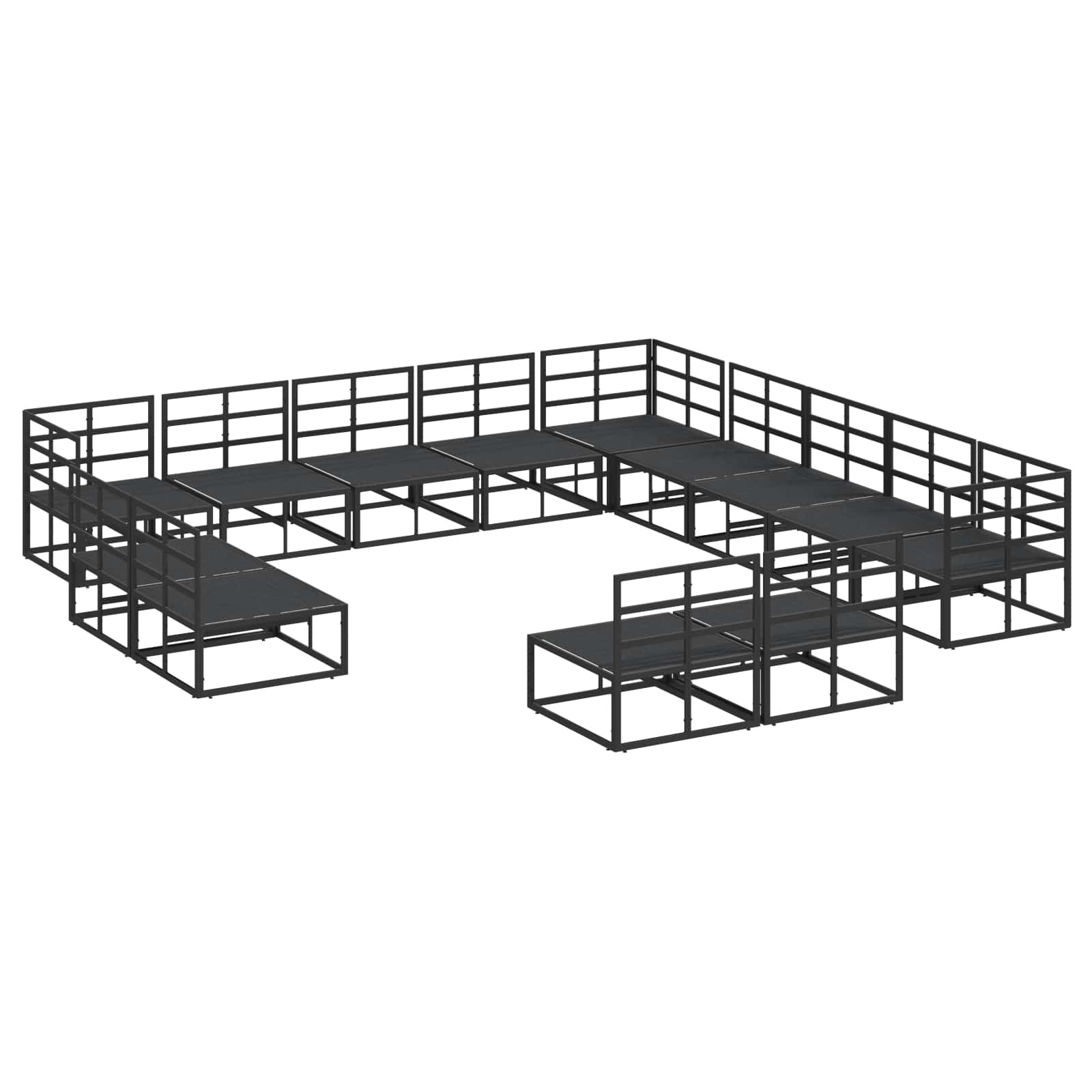 Gartensofa-set mit Kissen 13 pcs Schwarz Aluminium