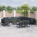 Gartensofa-set mit Kissen 14 pcs Schwarz Aluminium