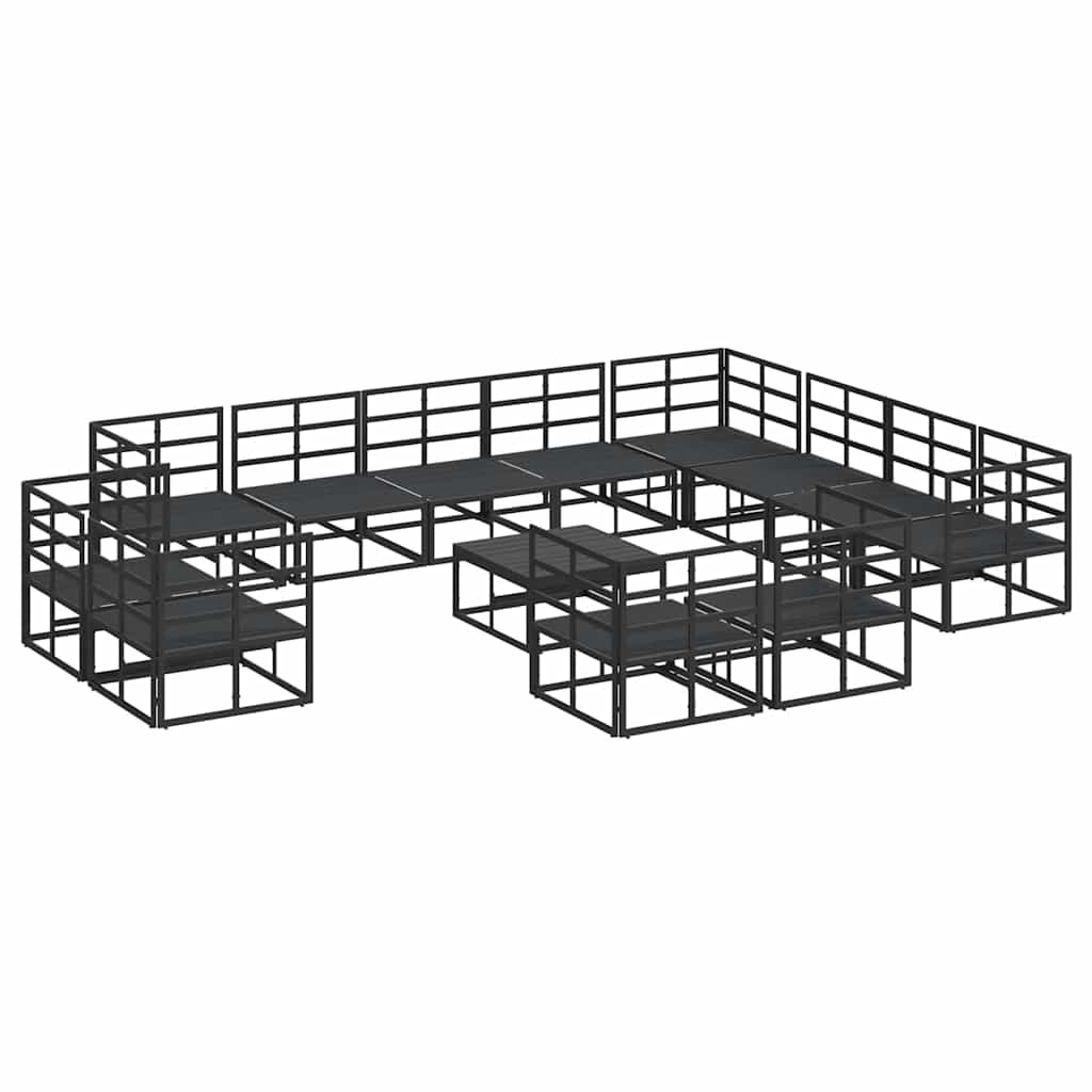 Gartensofa-set mit Kissen 13 pcs Schwarz Aluminium