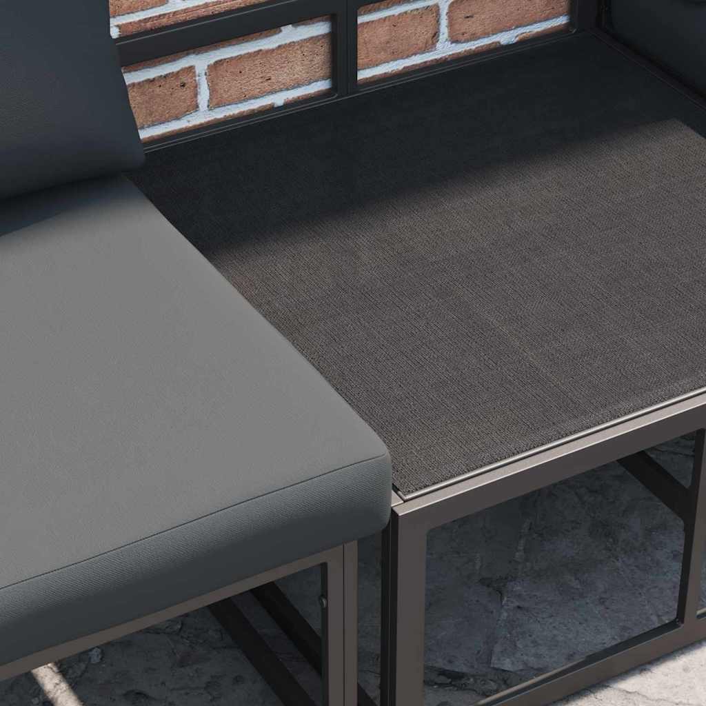 Gartensofa-set mit Kissen 14 pcs Schwarz Aluminium