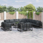 Gartensofa-set mit Kissen 14 pcs Schwarz Aluminium
