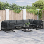Gartensofa-set mit Kissen 8 pcs Schwarz Aluminium