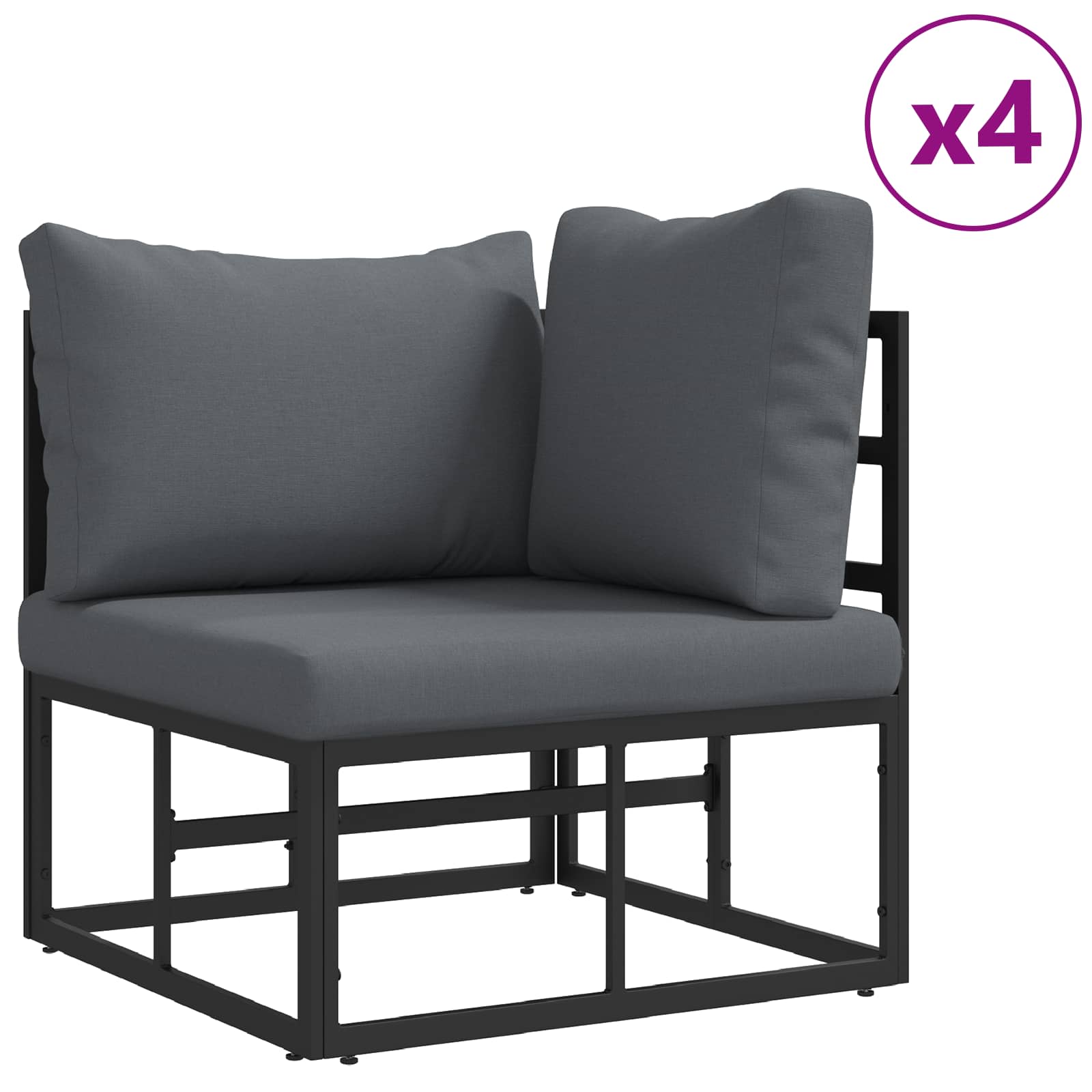 Gartensofa-set mit Kissen 8 pcs Schwarz Aluminium
