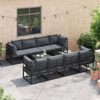 Gartensofa-set mit Kissen 9 pcs Schwarz Stahl