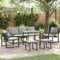 Gartensofa-set mit Kissen 6 pcs Schwarz Stahl