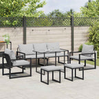 Gartensofa-set mit Kissen 6 pcs Schwarz Stahl