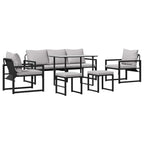 Gartensofa-set mit Kissen 6 pcs Schwarz Stahl