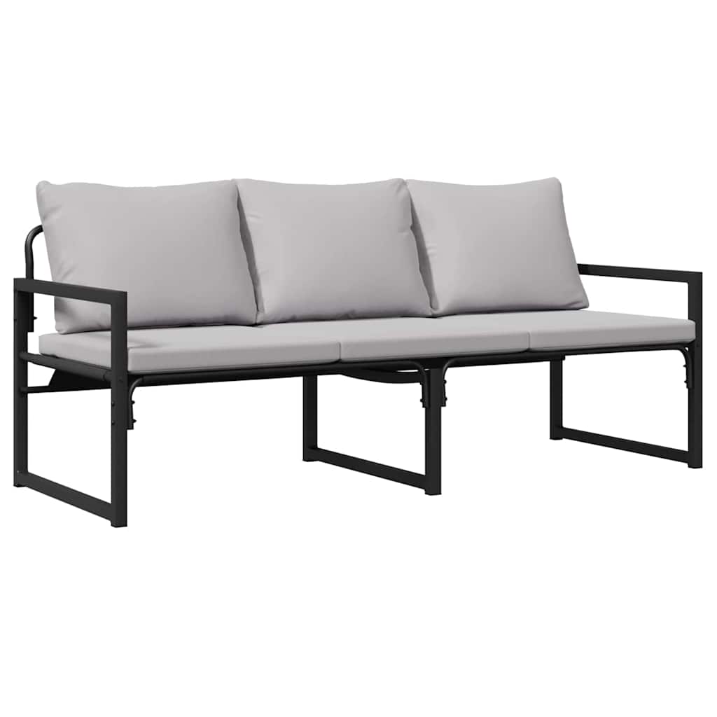 Gartensofa-set mit Kissen 6 pcs Schwarz Stahl