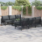 Gartensofa-set mit Kissen 7 pcs Schwarz Stahl