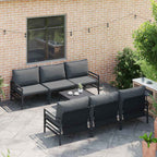 Gartensofa-set mit Kissen 7 pcs Schwarz Stahl